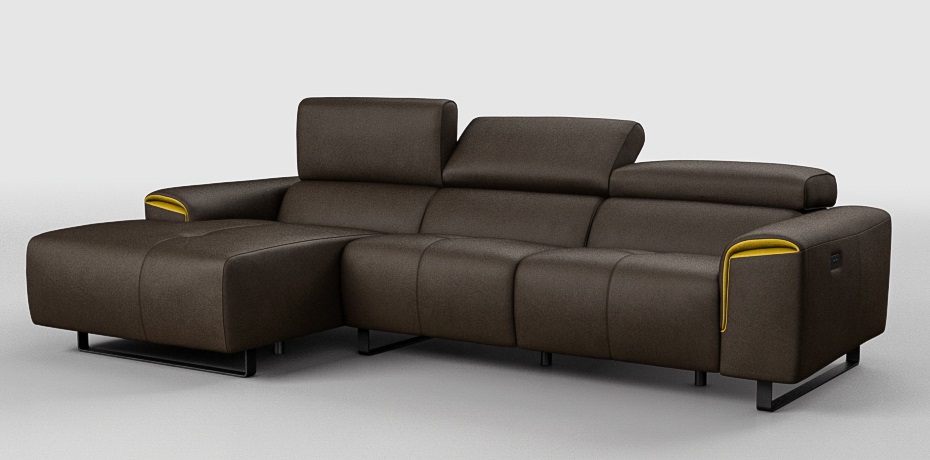 Badolo - large corner sofa with 1 electric recliner - left peninsula